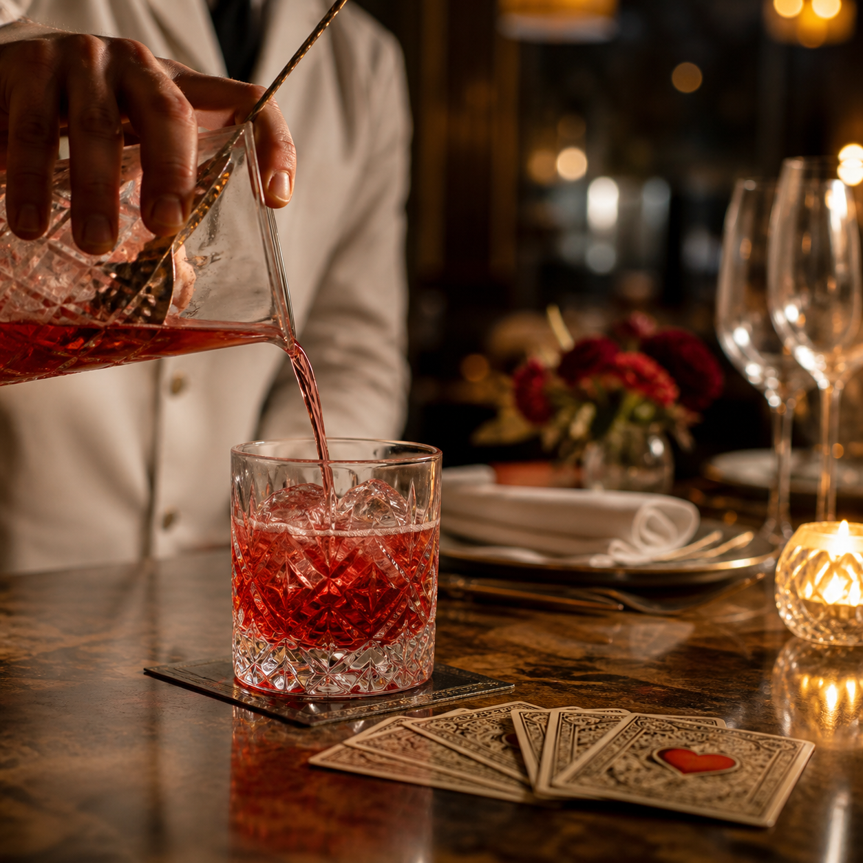 Aperitif egy elegáns asztalon